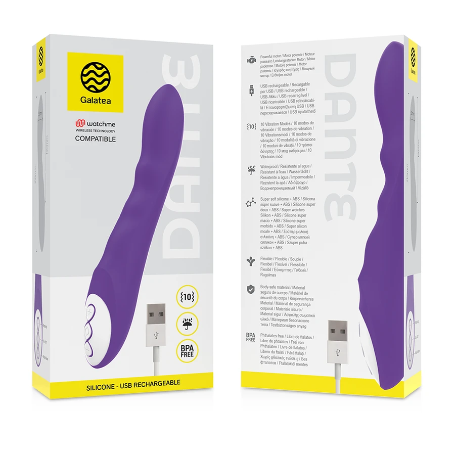 GALATEA - VIBRADOR DANTE LILAC COMPATÍVEL COM A TECNOLOGIA WATCHME WIRELESS